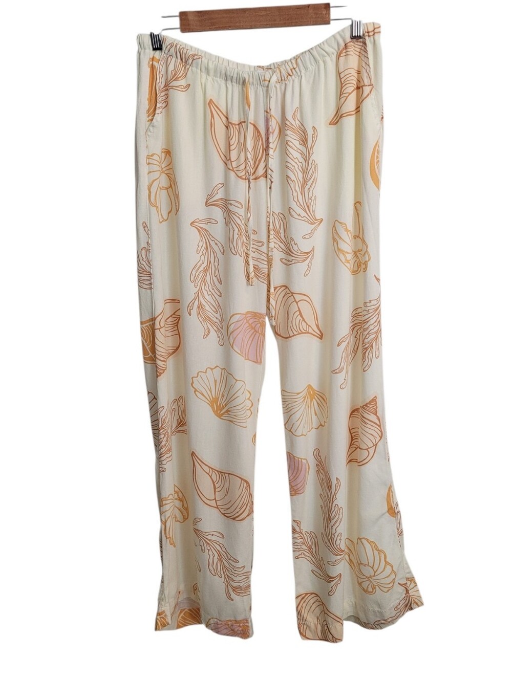 Cali 1850 Seashell Printed Wide Leg Linen Blend Pants